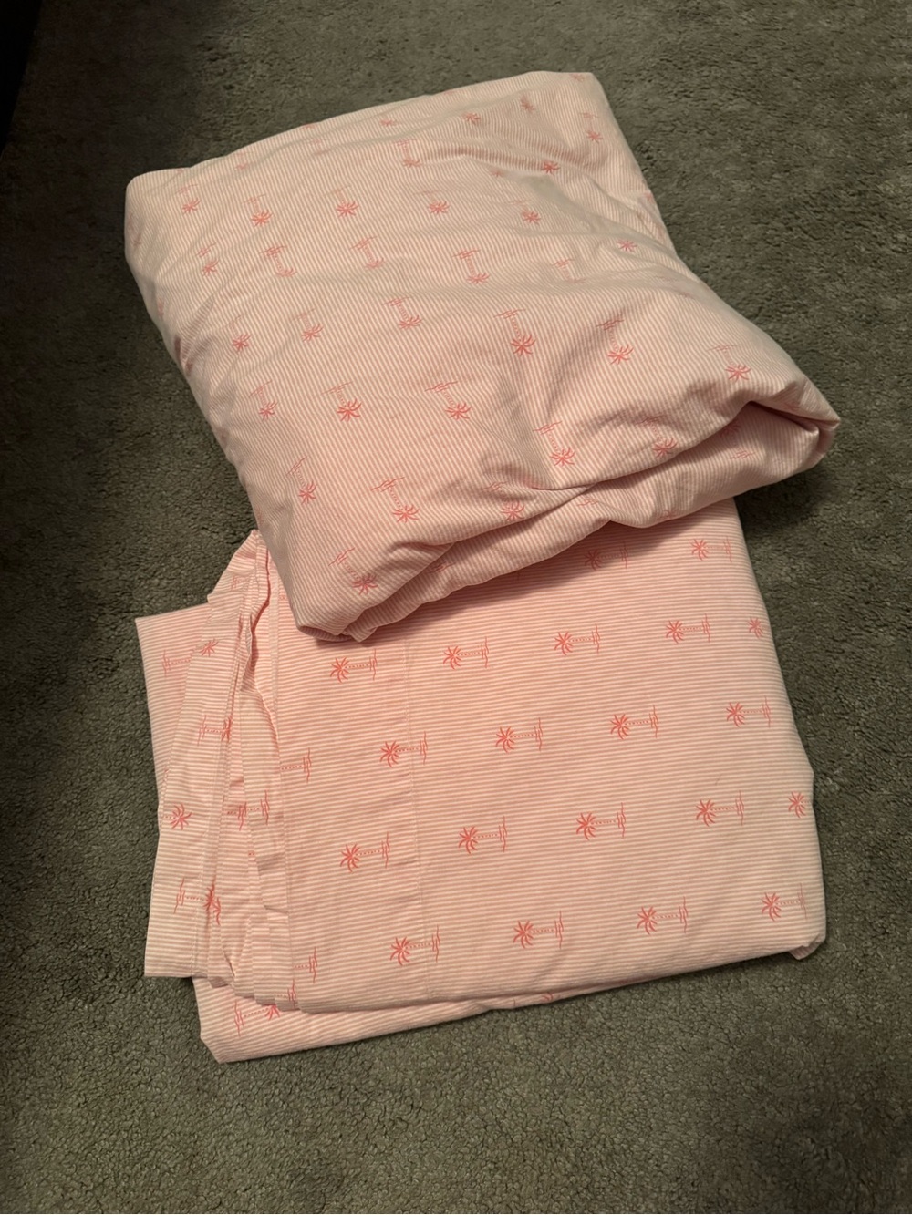 Coral  Striped Cotton Queen sheets
